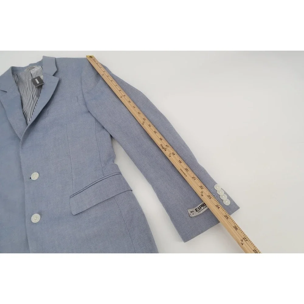 Express Blazer Mens 36R Blue Nailhead Photographer Fitted Suit Jacket NEW‎
